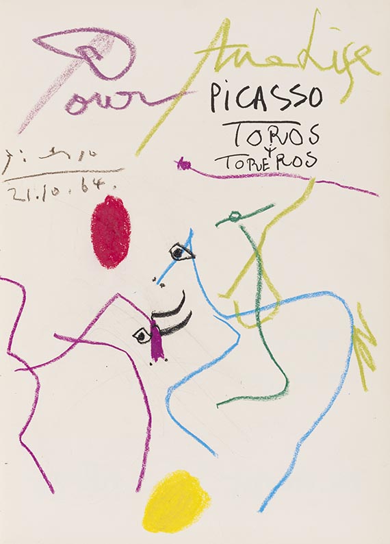 Pablo Picasso - Torros y toreros. Mit Orig.-Zeichnung von Picasso