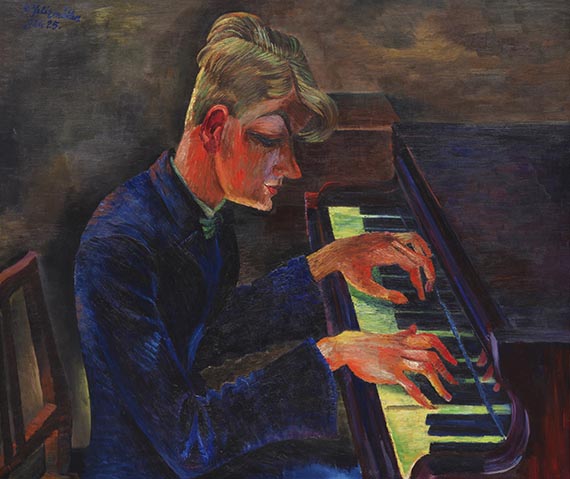 Conrad Felixmüller - Der Pianist E. Winkler / Die Kauernde (Akt mit Katze) (Rückseite)