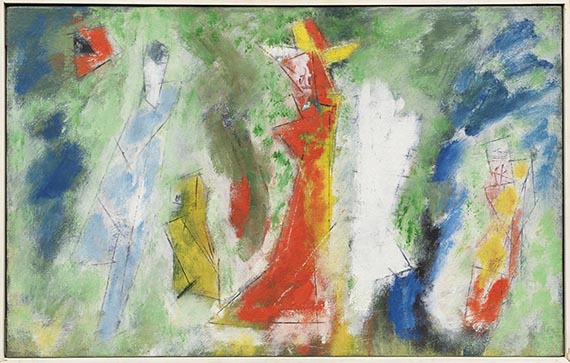 Lyonel Feininger - Figuren in Rot, Blau, Weiß und Gelb
