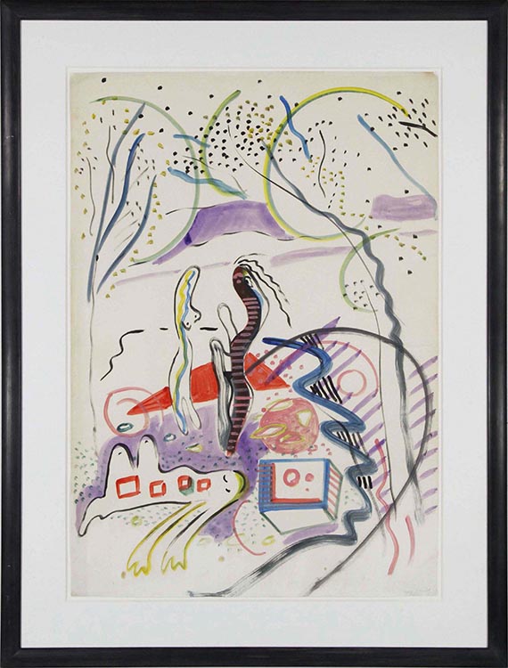 Sigmar Polke - Ohne Titel (Figuren in Landschaft) - Rahmenbild