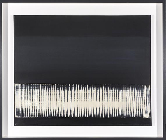 Heinz Mack - Dynamische Struktur Weiß auf Schwarz - Rahmenbild