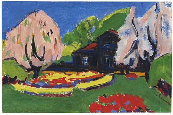 Ernst Ludwig Kirchner - Landschaft mit Haus (Torhaus an der Hauptallee des Großen Gartens in Dresden)
