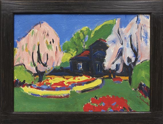Ernst Ludwig Kirchner - Landschaft mit Haus (Torhaus an der Hauptallee des Großen Gartens in Dresden) - Rahmenbild