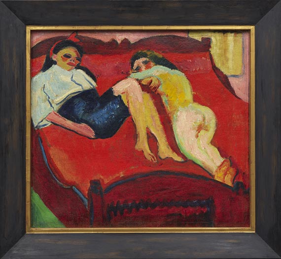 Hermann Max Pechstein - Zwei liegende Mädchen - Rahmenbild