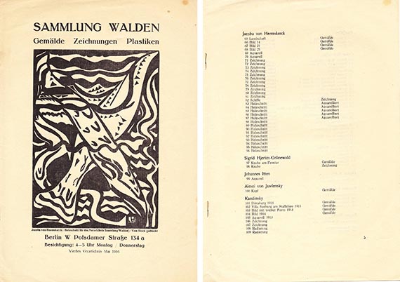 Abbildung zu: Sammlung Walden. Gem&auml;lde, Zeichnungen, Plastiken, viertes Verzeichnis Mai 1916.