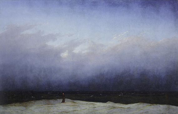 Abbildung zu: Caspar David Friedrich, Der Mönch am Meer, 1808-1810, Öl auf Leinwand, Alte Nationalgalerie, Berlin.