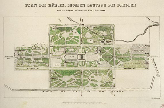 Abbildung zu: Johann Keyl, Plan des Großen Gartens in Dresden, 1850.